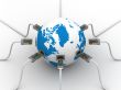 Global communication in the world. 3D image.