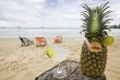 Pineapple, cocktail on the beach