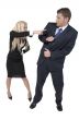 female pointing finger towards male