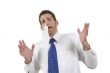 shocked man with paper napkin