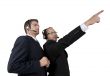 handsome businessman pointing in front