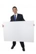 young businessman with white board