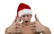 young handsome male wearing santa cap
