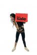 standing lady holding carry-bag