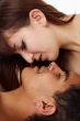 Kiss. Happy loving couple.
