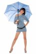 woman in frock with umbrella