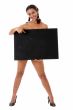 woman with big black billboard