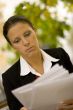 attractive businesswoman with documents
