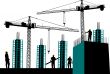 Silhouette of construction site