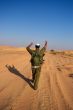 Israeli soldiers excersice in a desert