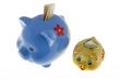Piggy bank with dollar and euro