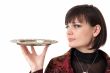 woman holding a tray