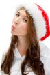 female model in christmas cap