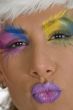 close up of female model with colorful makeup