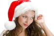 female holding santa cap