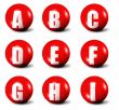 alphabet made of red 3D spheres