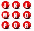 alphabet made of red 3D spheres
