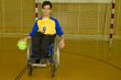 Handicapped person sport handball in the wheelchair