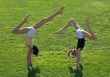 Two girls exercising