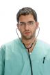 doctor with stethoscope in his ears
