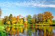 Lake with picturesque autumn trees