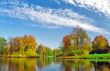 Picturesque autumn trees at the lake