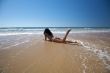 woman lie down on the water