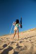 with parasol at the beach