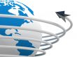 Global communication in the world. 3D image.