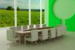 Conference of halls. 3D image.
