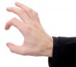 Man`s hand on a white background