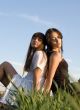 Two girls on the grass