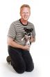 Portrait from elderly man with dog