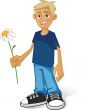 boy with flower, vector illustration