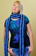 Frontal shot of blonde woman posing with scarf