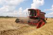 Machine harvesting the corn field