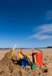Beach toys in the sandy beach