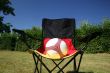 ball on a german flagged chair