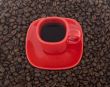 Coffee, red cup with coffee beans