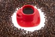 Coffee, red cup with coffee beans
