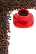 Coffee, red cup with coffee beans