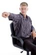 young american pointing angrily