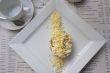 Chicken salad with egg and cup of tea