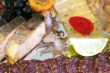 Allsorts snack from meat, seafoods and cheeses