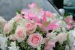 bouquet from pink roses and lilies