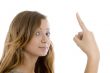 pretty girl showing finger