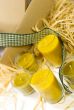 yellow candles, ribbon and box