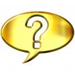 3d golden speech bubble with question mark