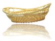 Hand made wooden basket with mirror reflection isolated over whi