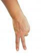 Human lady hand showing human symbol isolated over white